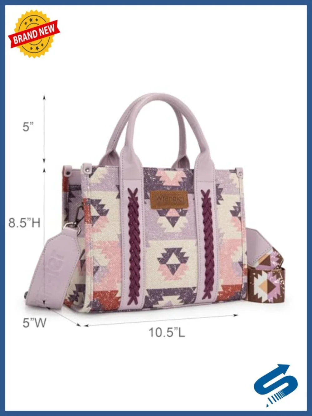 Aztec Western Tote Bag with Detachable Strap | Satchel Crossbody | Boho Canvas